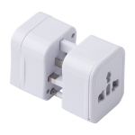 Adaptador de viagem universal apresentado em caixa cor branco quinta vista