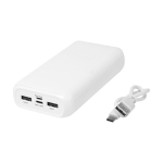 Powerbank, plástico reciclado, 4 portas de carga 20 000 mAh cor branco terceira vista