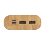 Powerbank de bambu com LED/botão de ligar táctil 20 000 mAh cor natural vista detalhe 1