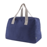 Saco de viagem de algodão canvas reciclado, pegas 280 g/m2 cor azul quarta vista