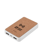 Powerbank e carregador sem fios reciclado detalhes cortiça 5 W cor branco vista principal