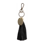 Porta-chaves estilo pompom de algodão com mosquetão dourado cor preto primeira vista