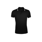 Polo bicolor de algodão para homem 200 g/m2 SOL'S Pasadena cor branco/preto quarta vista