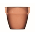 Vaso de terracota com sementes de agrião e pastilha de terra incluída cor madeira sexta vista