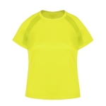 T-shirt técnica para mulher de poliéster 100% transpirável 135 g/m2 cor amarelo primeira vista