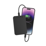 Powerbank magnético de alumínio reciclado com íman 3.000 mAh cor preto quinta vista