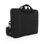 Bolsa para PC de algodão reciclado com bolso frontal 15,4” cor preto