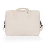 Bolsa para PC de algodão reciclado com bolso frontal 15,4” cor branco-sujo terceira vista