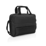 Bolsa de RPET com bolso e costuras decorativas na frente 15,6” cor preto