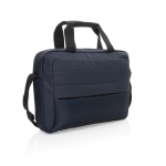 Bolsa de RPET com bolso e costuras decorativas na frente 15,6” cor azul-marinho