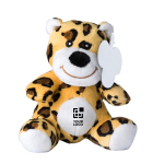 Leopardo pequeno de peluche com etiqueta e olhos bordados cor multicolor vista principal