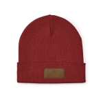 Gorro de lã e RPET com patch personalizável e dobra original cor bordeaux vista frontal 