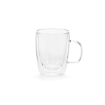 Caneca de vidro de borossilicato com parede dupla 260ml cor transparente