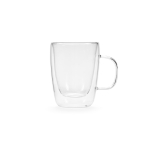 Caneca de vidro de borossilicato com parede dupla 260ml cor transparente vista frontal 