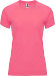 T-shirt técnica de poliéster 100% para mulher 135 g/m2 Roly cor rosa fluorescente