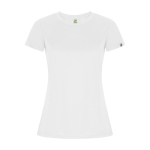 T-shirt técnica 50% de poliéster reciclado para mulher 135 g/m2 Roly cor branco