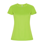 T-shirt técnica 50% de poliéster reciclado para mulher 135 g/m2 Roly cor verde fluorescente