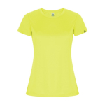 T-shirt técnica 50% de poliéster reciclado para mulher 135 g/m2 Roly cor amarelo fluorescente