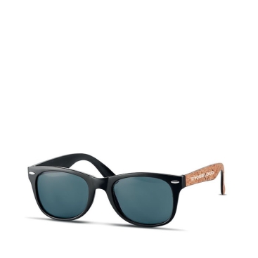 Óculos de sol promocionais com UV400 e hastes de cortiça Elegance