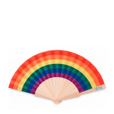 Leques de madeira com tecido de poliéster arco-íris Rainbow Fan