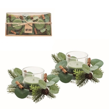 Conjunto de porta-velas decoração florestal