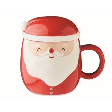 Caneca de Pai Natal com tampa cor vermelho