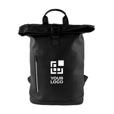 Mochila roll-top para portátil com fecho de correr refletor