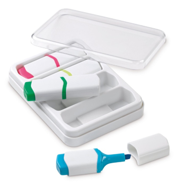 Kit de 4 marcadores mini de diferentes cores em caixa transparente