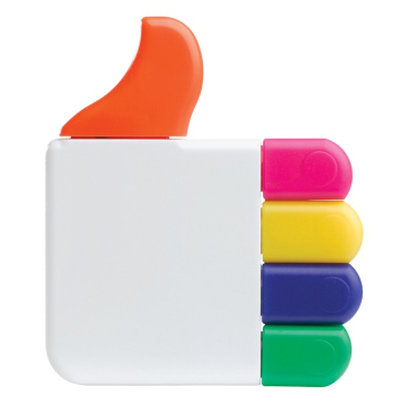 Marcador em forma de like com 5 cores de escrita disponíveis