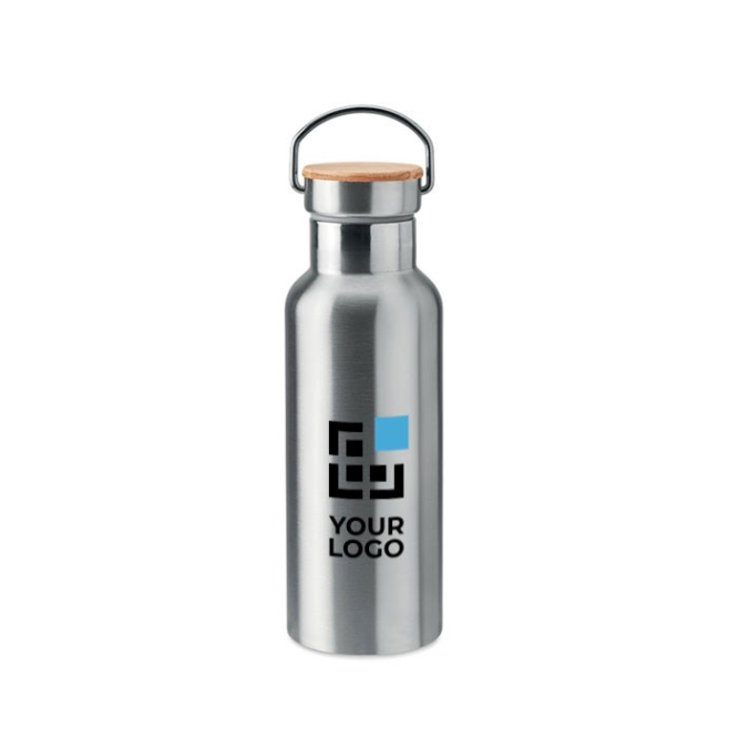 Garrafa personalizada térmica com tampa de bambu com pega 500ml Clip vista principal