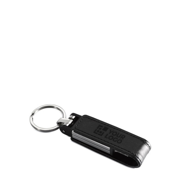 Porta-chaves USB personalizados de metal com protetor de couro Magring cor violeta