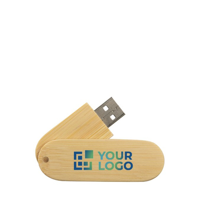 Pen drives personalizadas giratórias de madeira Rotowood cor madeira escura