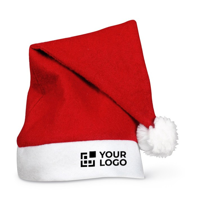 Gorro de Pai Natal publicitário com logotipo Santa cor vermelho vista principal