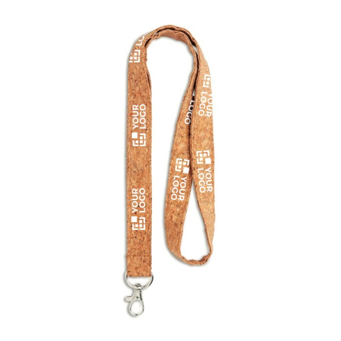 Lanyards personalizados serigrafados ecológicos feitos de cortiça Cork vista principal