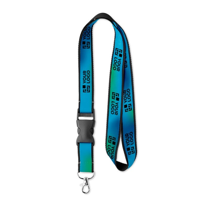 Lanyards revestimento de cetim, entrega 59 dias Double Sublim Plus Express cor azul-claro