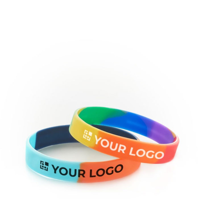 Pulseiras publicitárias para escolher em 6 cores Pantone Multicolor cor multicolor