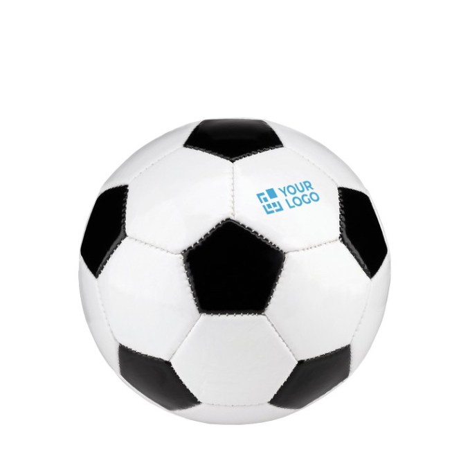 Pequena bola de futebol com logo para publicidade Futebol Mini cor branco/preto vista principal