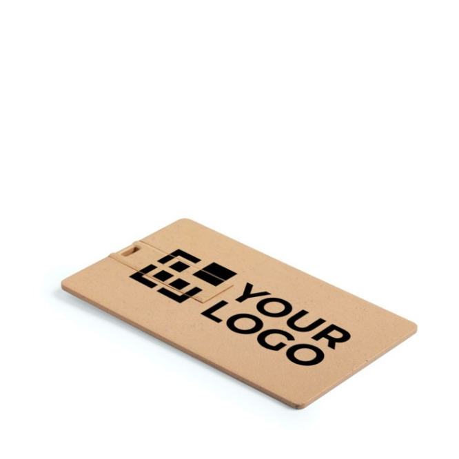 Cartão USB de plástico reciclado com acabamento de madeira USB Eco cor madeira clara