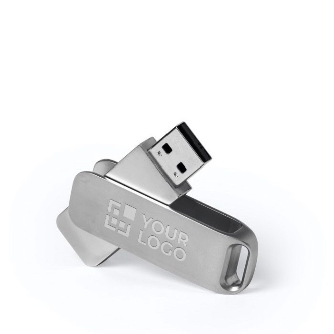 Pen drive com corpo e clipe metálicos para personalizar Metalgyr cor titânio