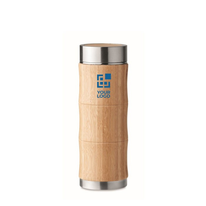 Termo de parede dupla com exterior de bambu e infusor 350ml Bamboo Tea cor madeira vista principal