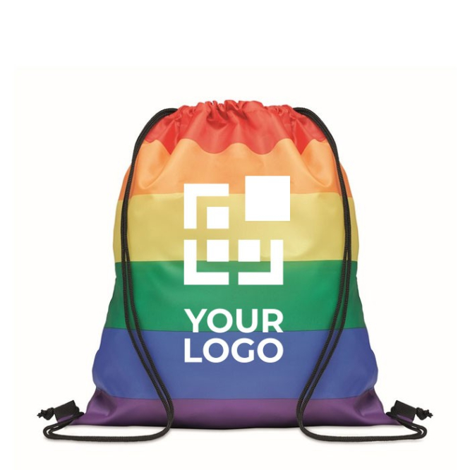 Mochila de cordão de PP com cores arco-íris Rainbow rPET vista principal