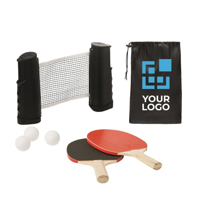 Kit de ping-pong com rede enrolável em saco Ping Pong To Go cor preto vista principal