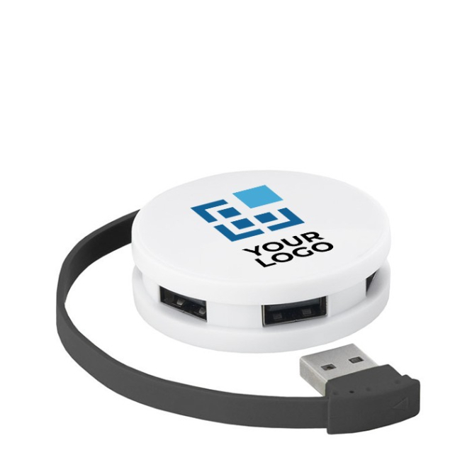 Hub promocional USB de 4 portas circular com cabo colorido Round varias cores