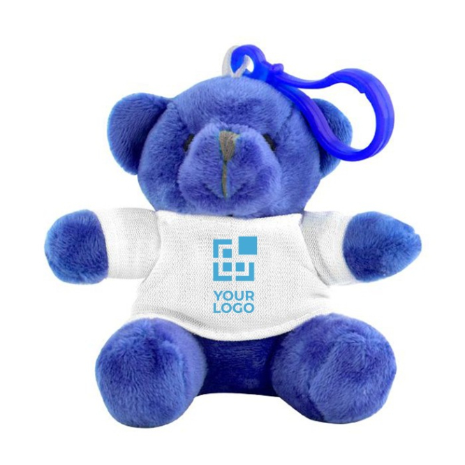 Porta-chaves publicitário com urso de peluche em várias cores Toy cor azul vista principal