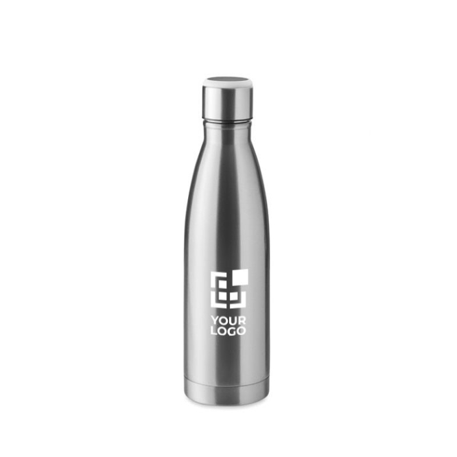 Garrafa de aço com lembrete de hidratação 500ml Inox Reminder cor prateado mate vista principal