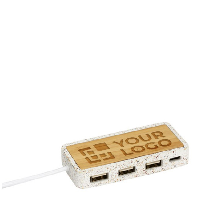 Hub USB de 4 portas com caixa de terrazzo e bambu Terrazzo vista principal