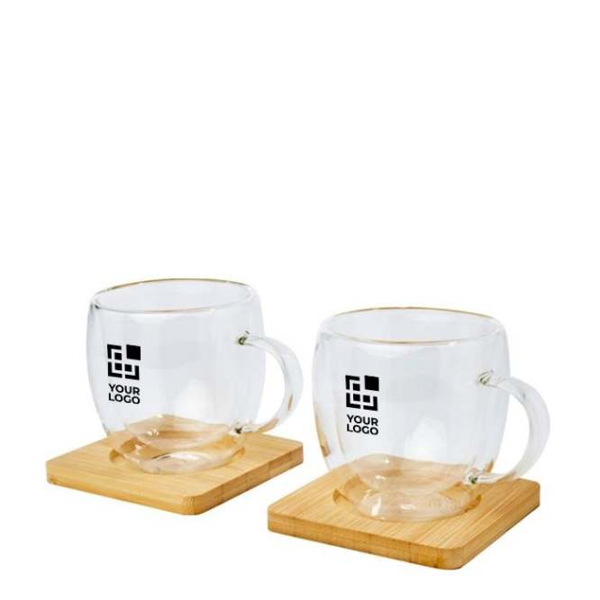 Conjunto de duas canecas de vidro de parede dupla e 250ml Machiatto vista principal