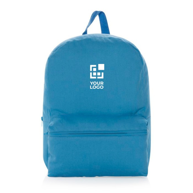 Mochila promocional colorida de lona reciclada 285 g/m² EcoTrace cor azul-claro vista principal