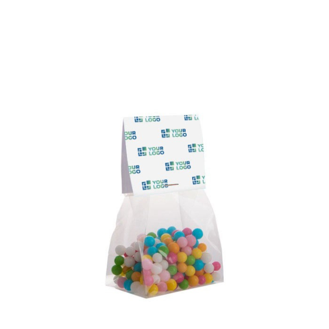 Saco de doces com sabor a fruta com topo personalizável 50 g cor transparente vista principal