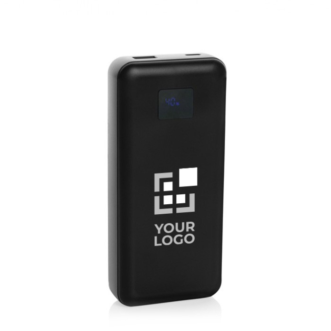 Bateria externa com cabo tipo C e iOS incorporados 20.000 mAh cor preto vista principal